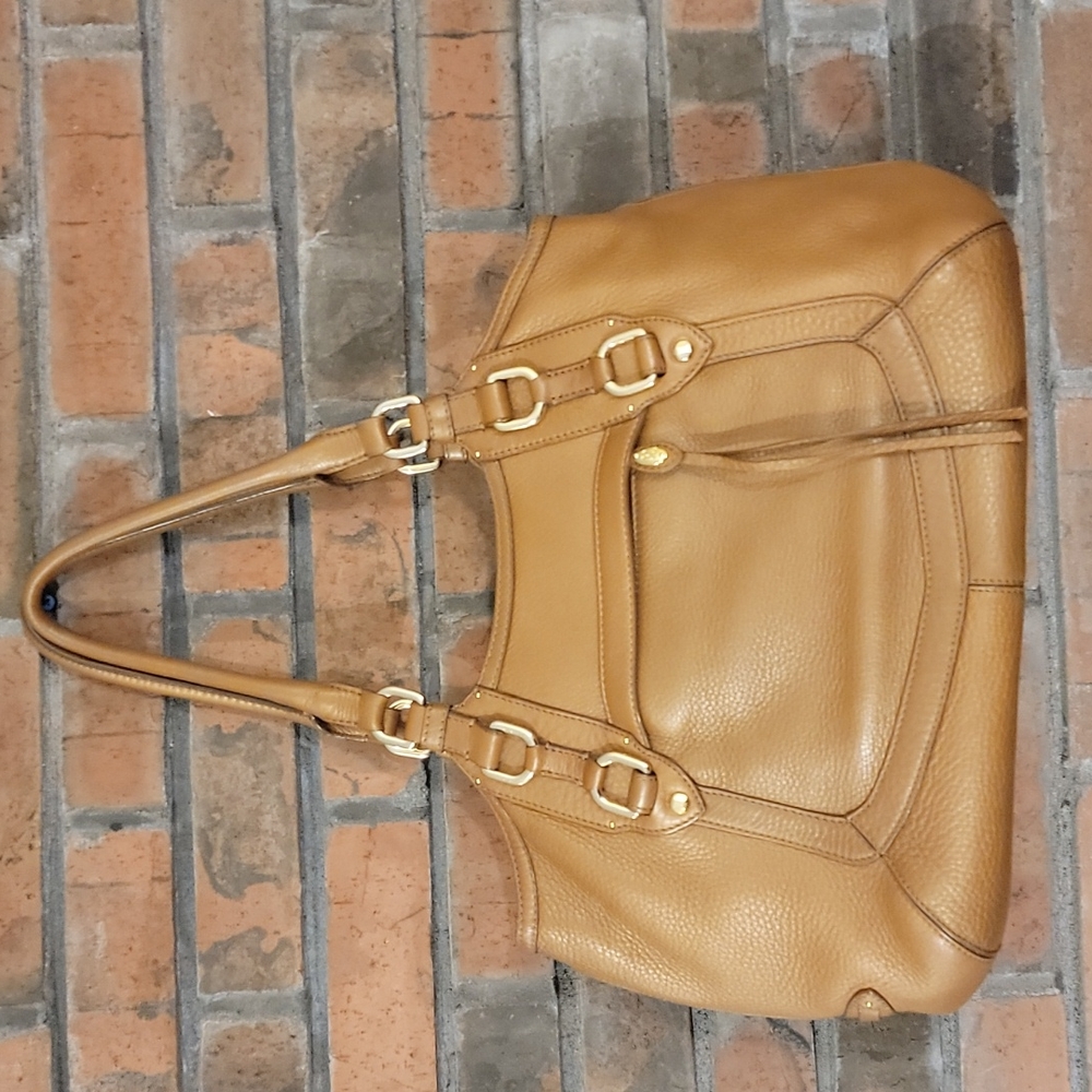 Cole Haan Tan Pebbled Leather Satchel